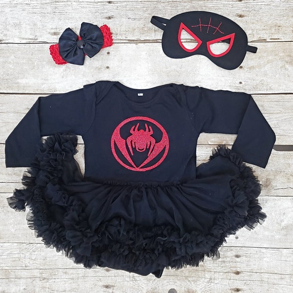 Spin spider dress, Spidey and his amazing friends outfit, Spider girl Superhero Halloween costume. Miles Morales costume,  Spider tutu dress
