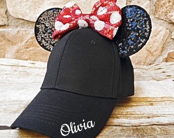 Minnie Mouse ear hats. Disney ears hat. Mickey Mouse ear hat. Minnie hat. Disney ear Hat, Choose your bow. Personalization optional Ears hat