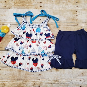 Minnie Mouse girl outfit, Disney Park short set, Mickey and Minnie outfit, Girl Disney outfit, Summer Disney outfit