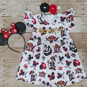 Vestido de niña Disney Pirate, vestido de cumpleaños Mickey Pirate, traje de niña Disney Pirate, vestido de Mouse Pirate imagen 1