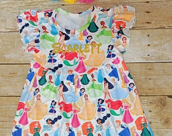 Girl Disney princess dress, Birthday princess dress,  Disney princess outfit, Princess Flutter sleeves dress, party princess dress