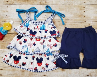 Minnie Mouse girl outfit, Disney Park short set, Mickey and Minnie outfit, Girl Disney outfit, Summer Disney outfit