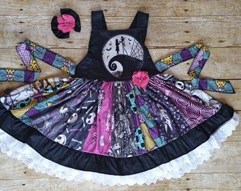 Nightmare before Christmas twirl dress,  Girl twirl dress, Christmas girl dress