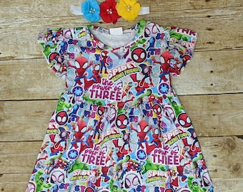 Restocked! Spidey dress Superheroes dress Ghost Spider dress Spidey and his amazing friends  Spiderman dress