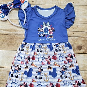 Girl Disney cruise dress, Disney girl Cruise outfit, Mouse cruise dress, Cruise ear headband. Mouse cruise dress. Let&#39;s cruise dress