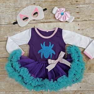 Ghost spider dress, Spidey and his amazing friends outfit, Spider girl Superhero Halloween costume. Ghostspider costume,  Spider tutu dress