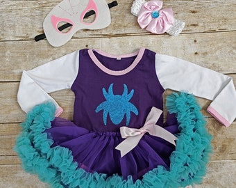 Ghost spider dress, Spidey and his amazing friends outfit, Spider girl Superhero Halloween costume. Ghostspider costume,  Spider tutu dress