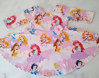 Princess dress, Disney princess dress, Girl Birthday dress,  little mermaid, snow white, Rapunzel, Belle. Princesses,