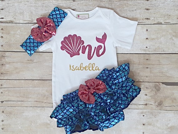 Mermaid First Birthday Outfit Personalized 1st Birthday Etsy