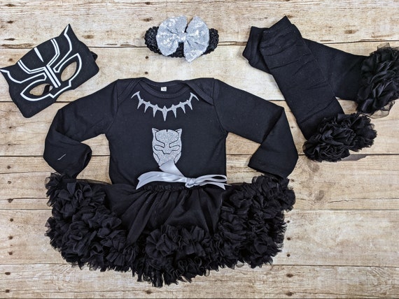 Disfraz de Pantera Negra para nina. Disfraz de superheroe para Halloween para nina. Vestido body con tutu diadema calentadores de piernas mascara. Edad 24 meses Etsy Mexico