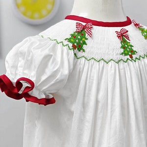 Girls smocked christmas dress deals