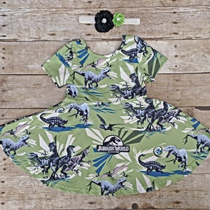 Dinosaur Twirl dress. Inspired Jurassic World dress, Jurassic Park twirl dress.