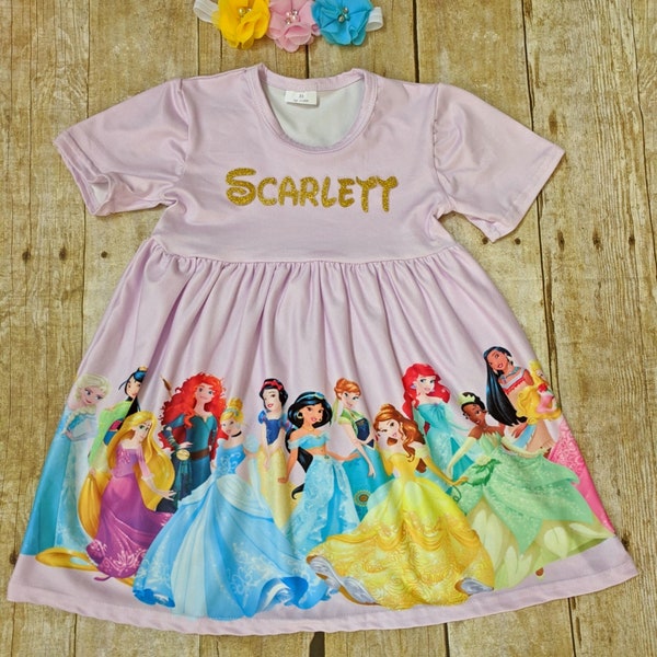 Girl Disney princess dress, , Birthday princess dress,  Disney princess outfit, Princess Personalized princess dress