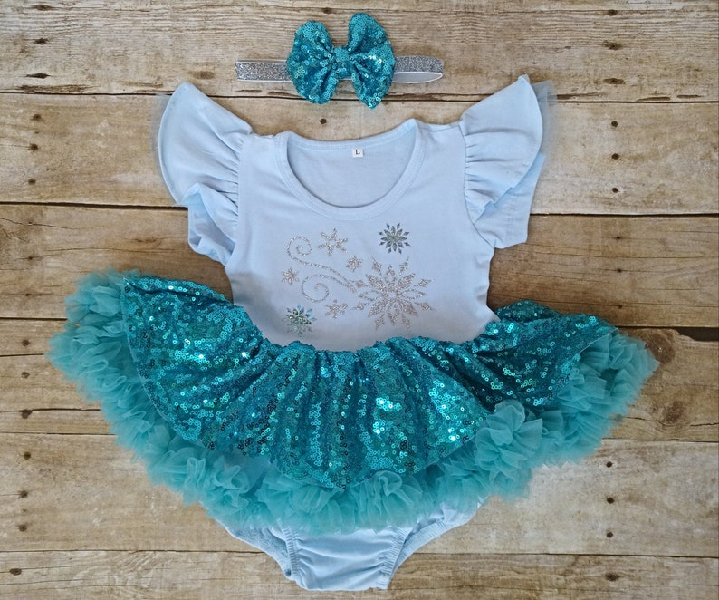 birthday dress pettiskirt Tutu dress Elsa Frozen Halloween costume baby bloomer outfit.Baby toddler Nb-24 months.