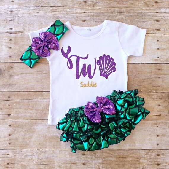 Tenue D'anniversaire Personnalisée Sirène - Body Ou T-shirt Sirène, Fait Main, Neuf