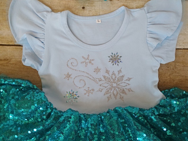 birthday dress pettiskirt Tutu dress Elsa Frozen Halloween costume baby bloomer outfit.Baby toddler Nb-24 months.