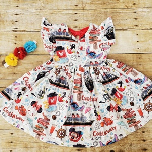 Just Restocked 4/26 Cruise ship twirl dress Disney cruise ship dress Birthday Mickey dress Girl Mickey cruise dress Toddler cruise dress image 2