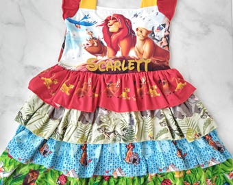 Restocked 7/5 Personalized Lion King twirl dress,  Disney ruffle dress, Birthday Simba. Lion king Disney dress. Personalization optional