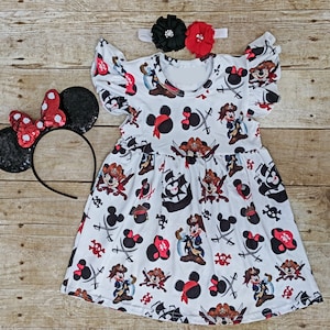 Vestido de niña Disney Pirate, vestido de cumpleaños Mickey Pirate, traje de niña Disney Pirate, vestido de Mouse Pirate imagen 2