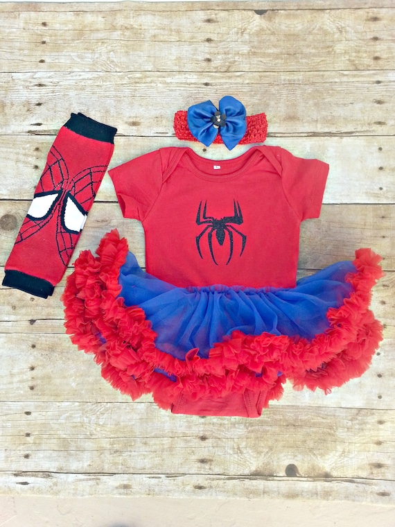 Spiderman, Spider girl Superhero Halloween costume baby girl dress, Tutu  dress/bodysuit, headband, legwarmers mask outfit. Nb-24 mths -  Italia