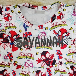Spidey dress, Superheroes girl dress. Ghost Spider dress. Spidey and his amazing friends dress, Spiderman dress Flutter sleeves image 4