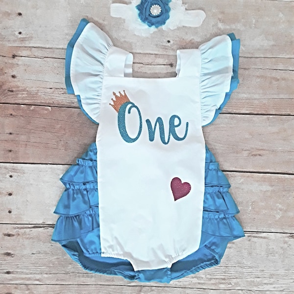 First 1st birthday, Alice in Wonderland romper outfit, birthday, girl, baby, toddler. Smash Cake, Halloween, costume. 6-18 months