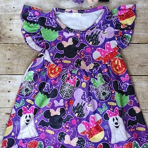 RESTOCKED Halloween Disney dress, Disney world Halloween dress, Mickey pearl dress, Flutter sleeves dress, Halloween pearl dress