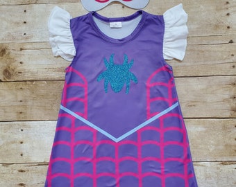 Ghost spider dress, Superheroes girl dress. Spidey and friends pearl dress. Ghost spider girls dress