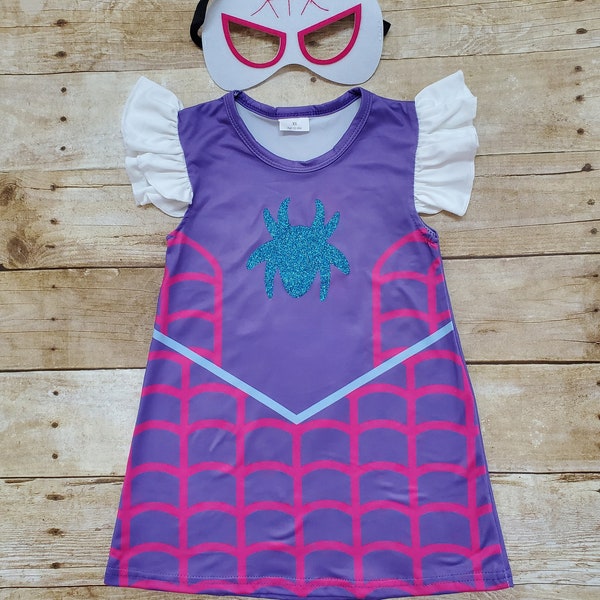 Ghost spider dress, Superheroes girl dress. Spidey and friends pearl dress. Ghost spider girls dress
