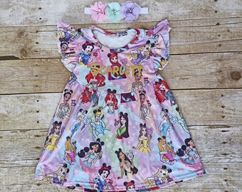Girl Disney princess dress, Birthday princess dress,  Disney princess outfit, Princess Flutter sleeves dress, party princess dress