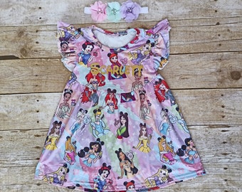 Girl Disney princess dress, Birthday princess dress,  Disney princess outfit, Princess Flutter sleeves dress, party princess dress