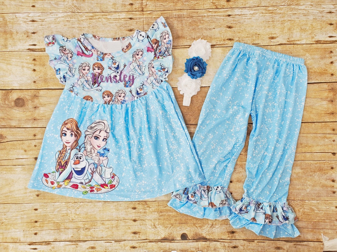 Frozen Outfit. Girl Frozen Outfit, Toddler Frozen Elsa Pants and Shirt