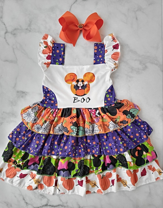 Mickey mouse Halloween Boo twirl dress,  Disney Girl ruffle dress