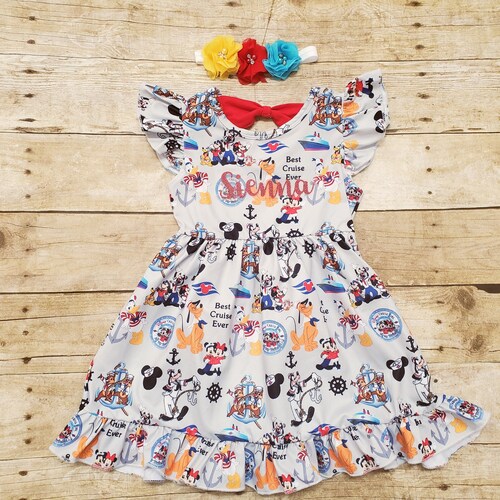 Cruise ship dress, Disney cruise ship dress, Birthday Mickey dress, Girl Mickey cruise dress, Toddler cruise ship dress, Best cruise ever