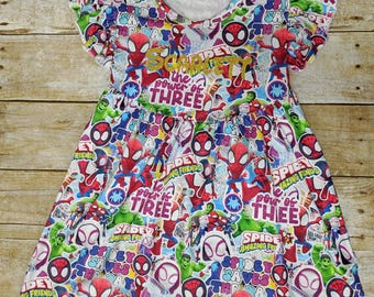 Restocked! Spidey dress Superheroes dress Ghost Spider dress Spidey and his amazing friends  Spiderman dress