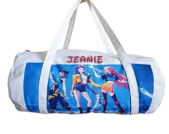 K Pop demon hunter canvas bag. K-pop Demon Hunters girls bag. Personalized Demon Hunter bag, Huntrix girls bag. K pop duffle bag.