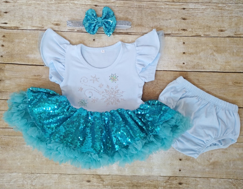 birthday dress pettiskirt Tutu dress Elsa Frozen Halloween costume baby bloomer outfit.Baby toddler Nb-24 months.