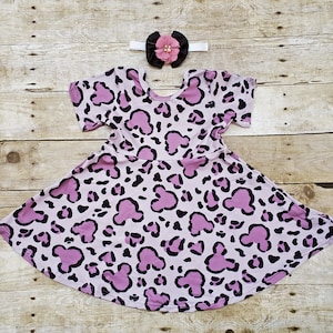 Leopard Disney twirl dress, Disney dress, Birthday Mickey dress, dress Girl Mickey park dress, Toddler park dress, Jungle mickey dress