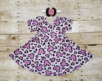 Leopard Disney twirl dress, Disney dress, Birthday Mickey dress, dress Girl Mickey park dress, Toddler park dress, Jungle mickey dress