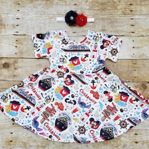 Restocked! Cruise ship twirl dress, Disney cruise ship dress, Birthday Mickey dress, Girl Mickey cruise dress Toddler cruise ship dress