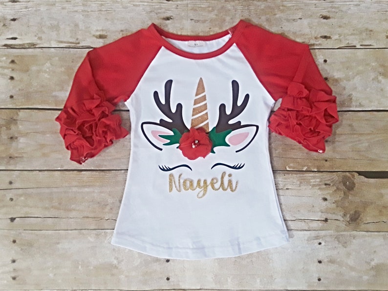 One shirt Second Birthday Christmas Unicorn shirt Third 1st raglan icing shirt ruffle shirt. First Fourth