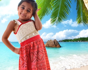 Princess Moana inspired dress costume,  Baby Moana costume. Hawaiian princess costume Hawaiian girl party dress Moana outfit