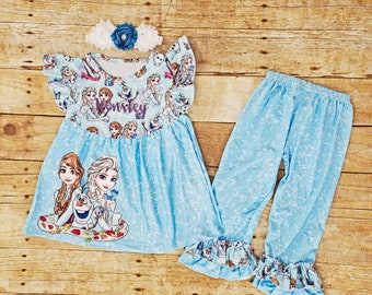 Frozen outfit. Girl Frozen outfit, Toddler Frozen Elsa pants and shirt. Frozen outfit. Frozen birthday outfit. Elsa Ana outfit