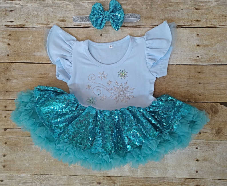 birthday dress pettiskirt Tutu dress Elsa Frozen Halloween costume baby bloomer outfit.Baby toddler Nb-24 months.