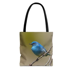 Mountain Bluebird Tote Bag with Bluebird Design, Eco-Friendly Shopping Tote, Gift for Bird Lovers, Stylish Everyday Bag, Bluebird AOP Tote