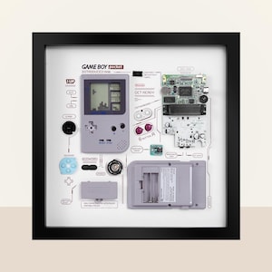Consola de juegos desmontada de Nintendo Gameboy gris enmarcada, arte de pared desmontable, regalos para amigos, decoración de pared