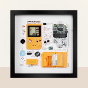 Framed Nintendo Gameboy Pocket-Yellow Disassembled Game Console Tear Down Wall Art Gifts for Friends Wall Decor