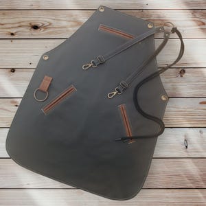 Handmade Leather Work Apron: Waterproof Crossback Design with Pockets