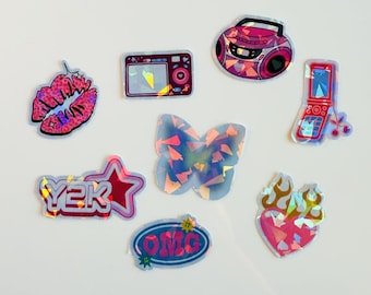 Paquete de pegatinas holográficas Y2K / Pegatinas de vinilo impermeables