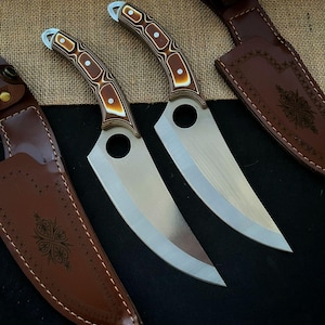 Stainless Steel Chef Knife with Verzalit Handle, Handmade Kitchen or Camping Knife, Custom Outdoor Cooking Gift for Him